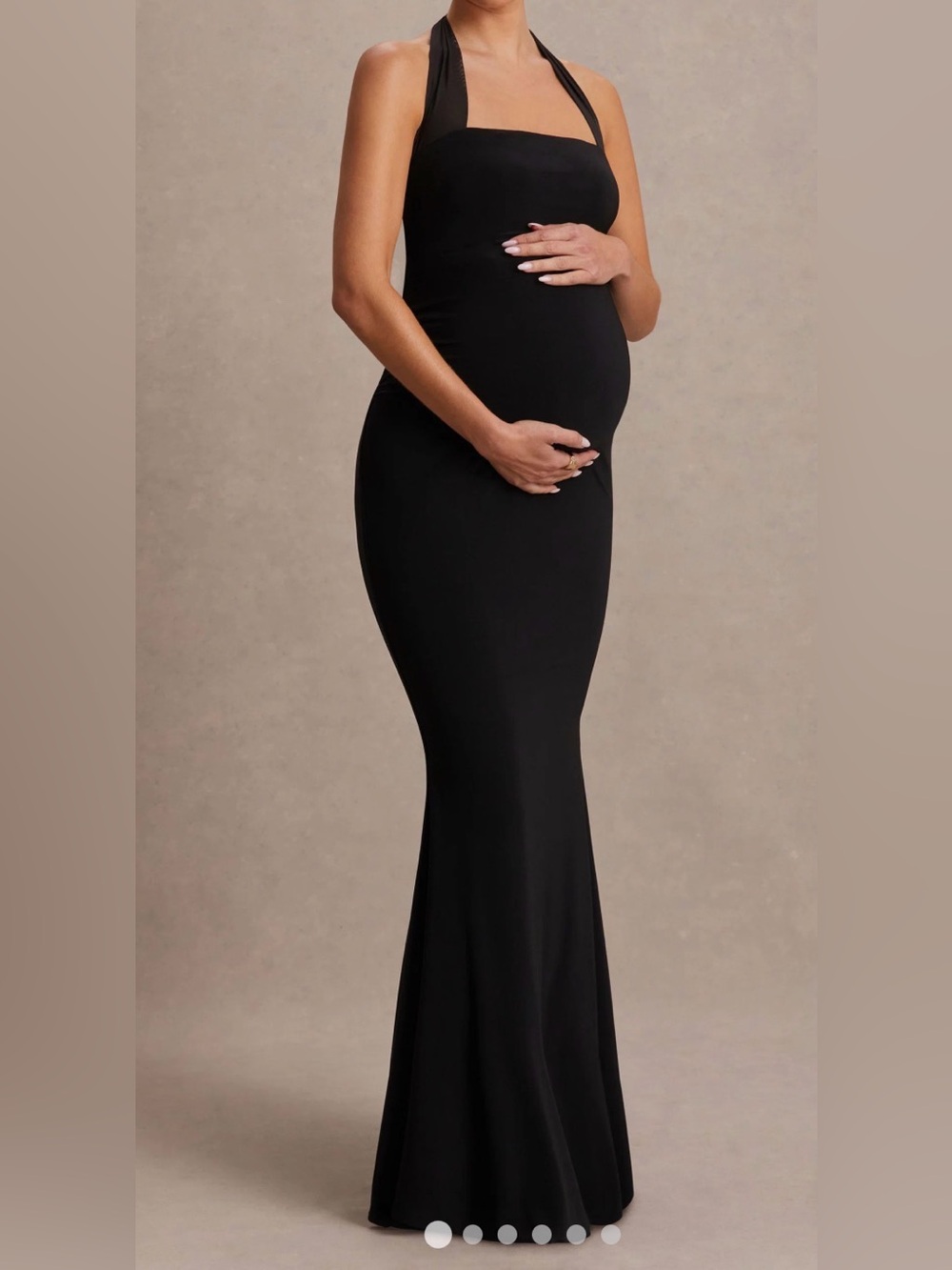 Avielle Black Halter-Neck Maternity Maxi Dress